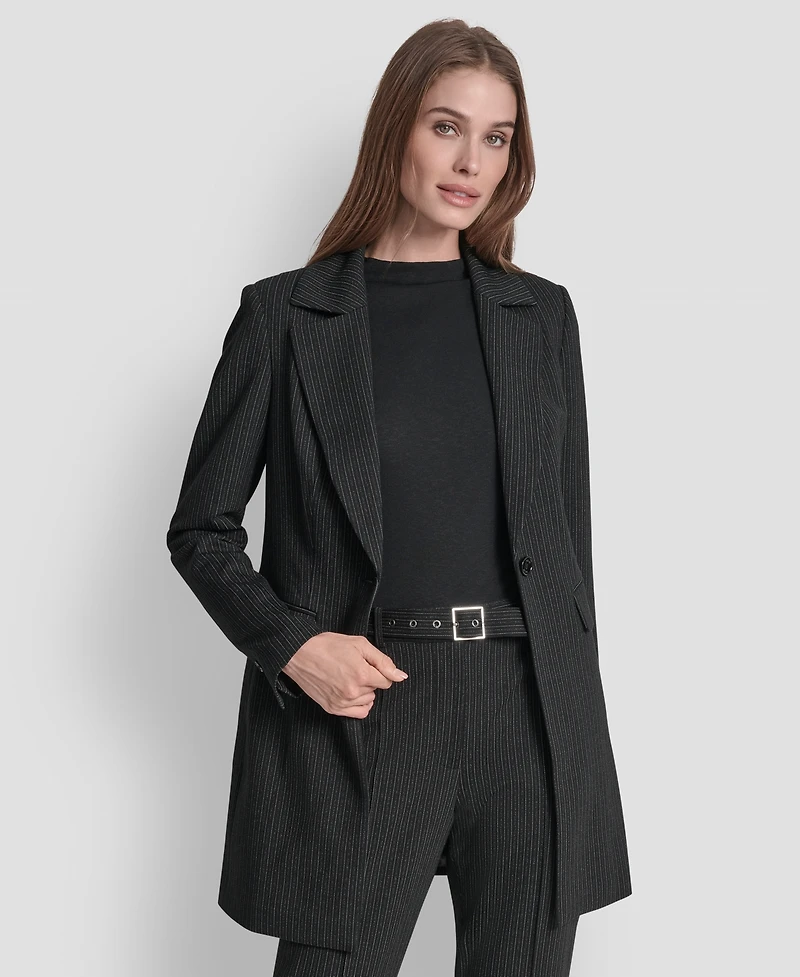 Dkny Women's Elizabeth Striped One Button Topper Jacket
