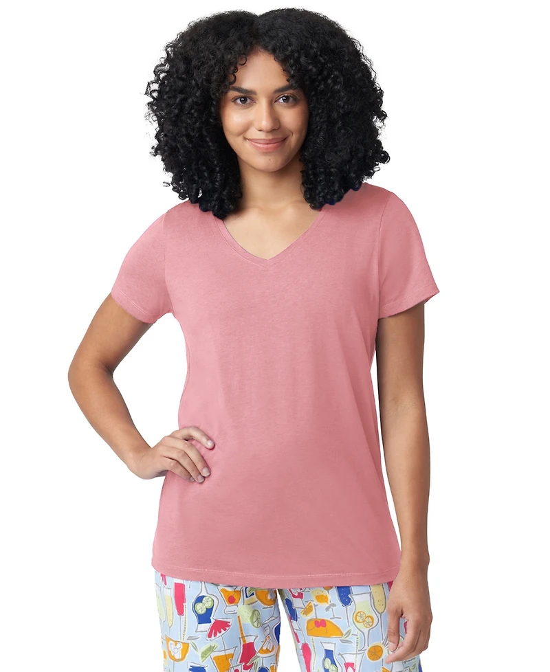 Hue Women's Solid Short-Sleeve Scoop-Neck Pajama T-Shirt