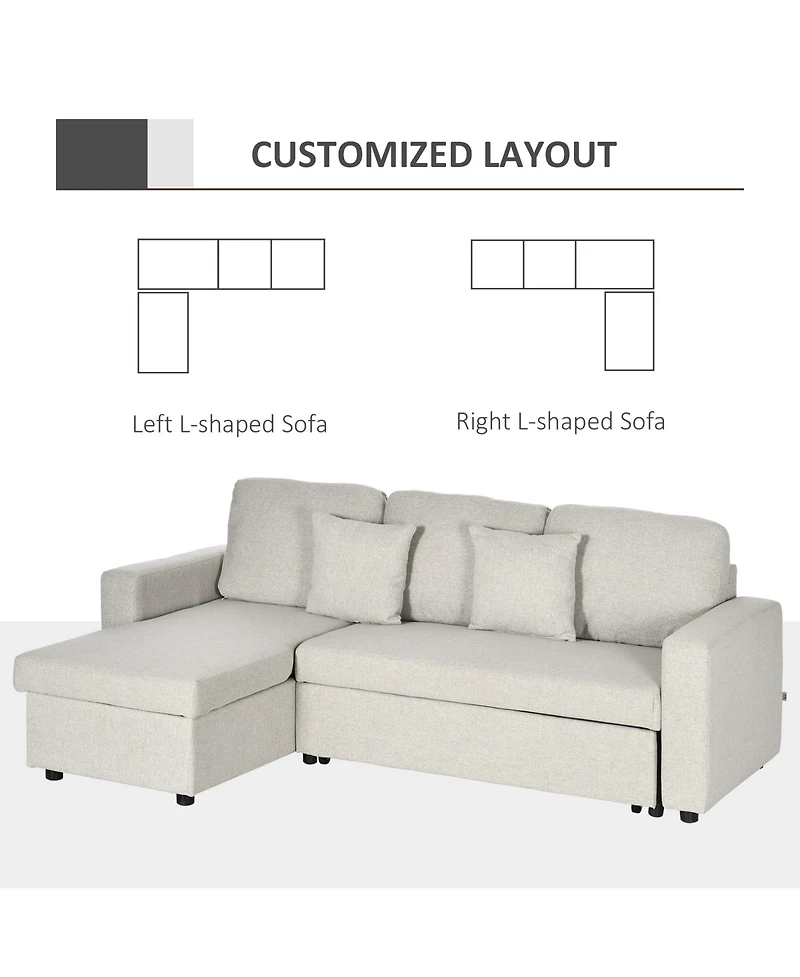 Homcom Sectional Sleeper Sofa with Pull out Bed