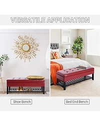 Storage Ottoman Bench Foot Stool Shoe Rack Faux Leather Furniture