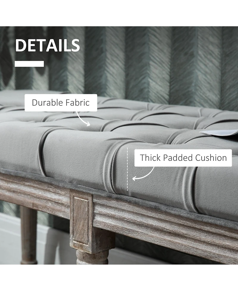 Homcom Accent Bench Tufted Upholste Fabric Ottoman for Living Room, Bedroom