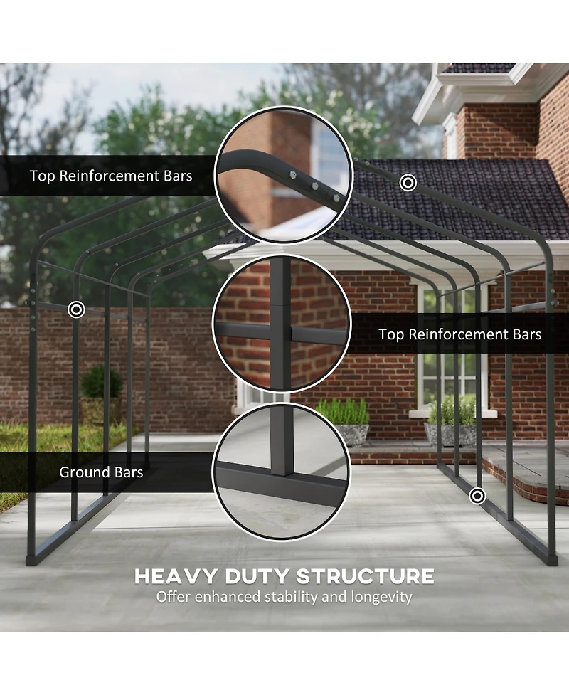 Outsunny 12' x 20' Metal Carport with Metal Roof and Removable Sidewalls