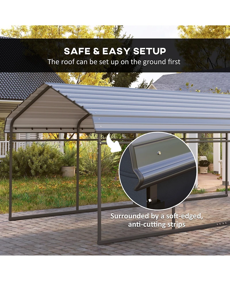 Outsunny 12' x 20' Metal Carport with Metal Roof and Removable Sidewalls