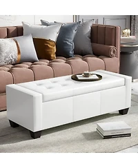 Homcom Home Modern Ottoman Storage Bench Seat Footrest Sofa Shoe Faux Leather