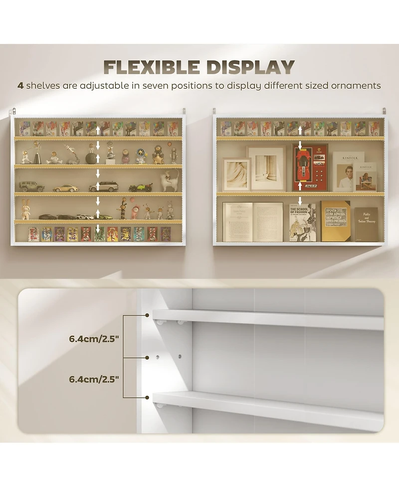 Homcom 5-Tier Display Cabinet Glass Cabinet with 4 Adjustable Shelves,