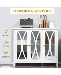 Homcom Kitchen Sideboard Storage Cabinet with Glass Door Adjustable Shelf