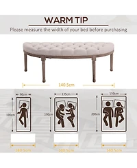 Homcom Vintage Semi-Circle Entryway Bench w/Tufted Upholste Fabric, Off