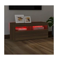 Tv Stand with Led Lights Brown Oak 35.4"x13.8"x15.7"