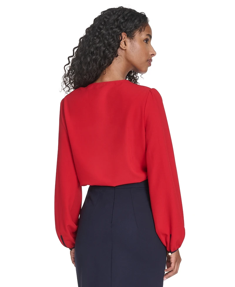 Tommy Hilfiger Women's Long Sleeve Side Tie Top