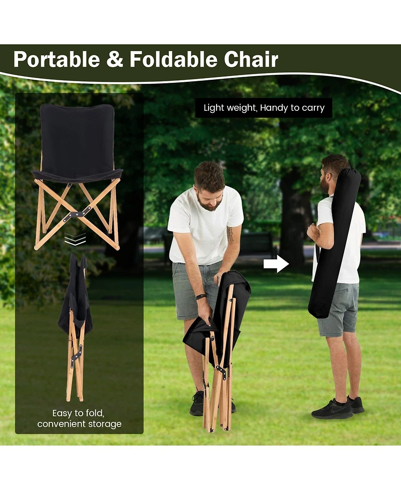 Akiudex set of 2 bamboo dorm chair with storage pocket for camping and fishing