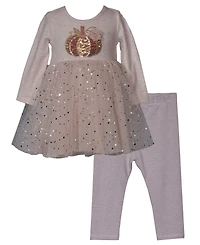 Bonnie Baby Girls 2-Piece Top and leggings Sequin Pumpkin Set