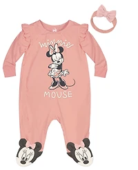 Disney Baby Girls Minnie Mouse Sleep and Play Coverall Set