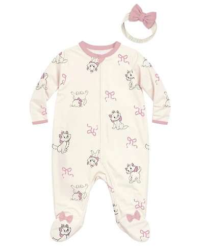 Disney Baby Girls 2-Piece Marie The Cat Sleep N Play Coverall and Headband Set