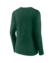 Fanatics Women's Hunter Green Milwaukee Bucks Iconic Tumble Long Sleeve V-Neck T-Shirt
