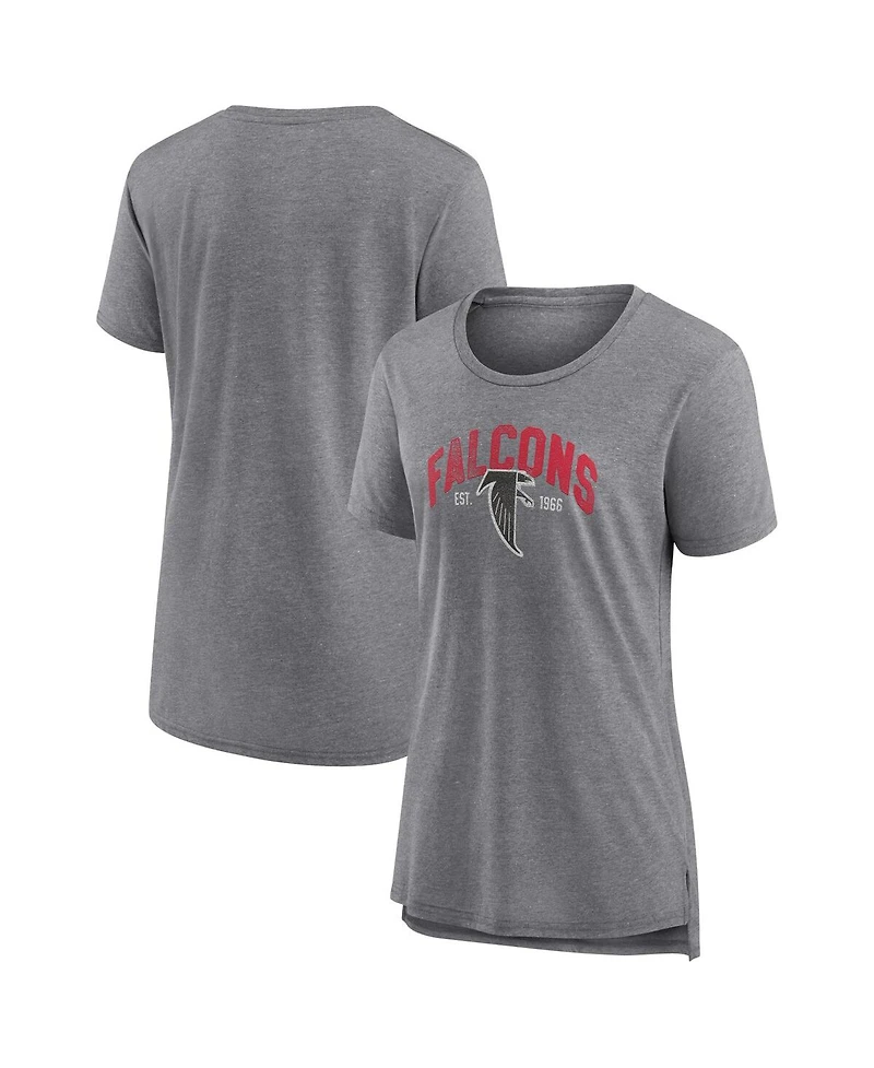 Fanatics Women's Heathered Gray Atlanta Falcons Drop Back Modern T-Shirt