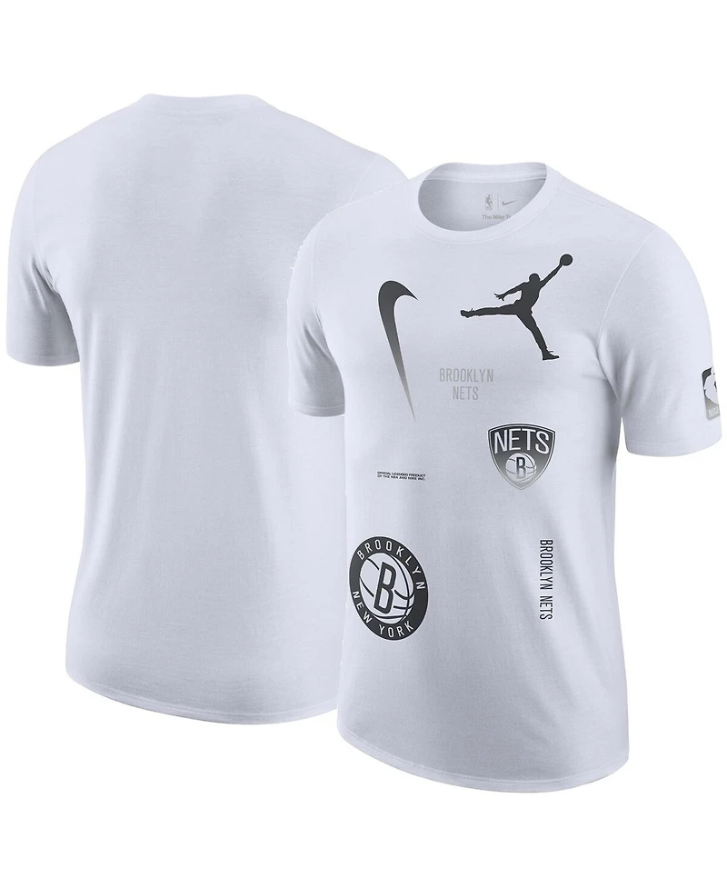 Jordan Men's White Brooklyn Nets Courtside Statement Edition Max90 T-Shirt