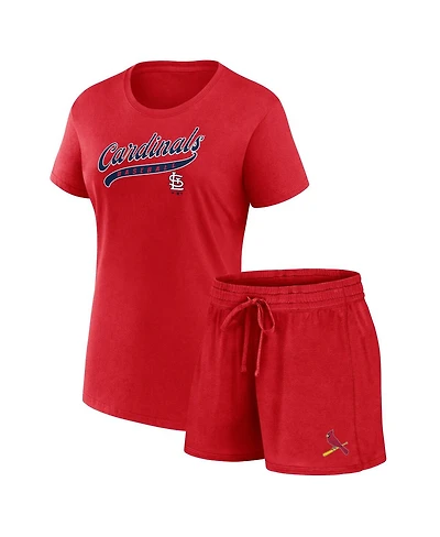 Fanatics Women's 2-Pieces Red St. Louis Cardinals Start to Finish T-Shirt and Shorts Combo Pack