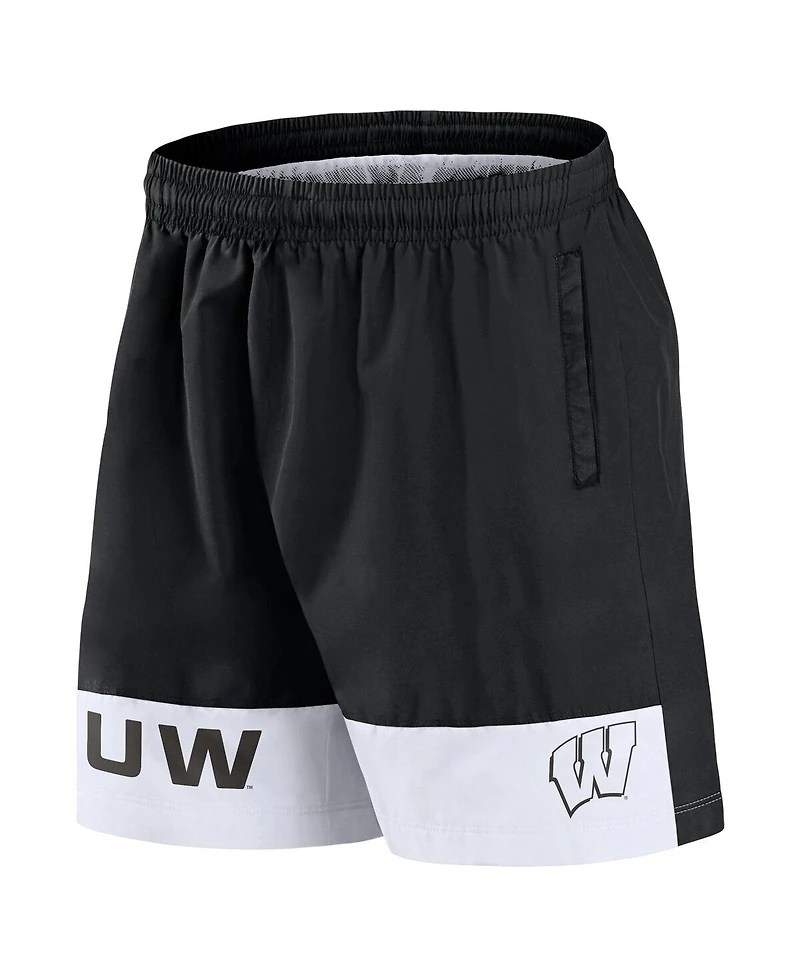 Fanatics Men's Black Wisconsin Badgers Elements Intensity Woven Shorts