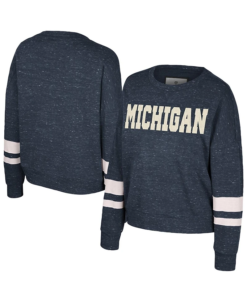 Colosseum Women's Navy Michigan Wolverines Lost City Speckle Pullover Sweatshirt