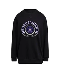 Adidas Women's Black Washington Huskies Oversized Crewneck Pullover Sweatshirt