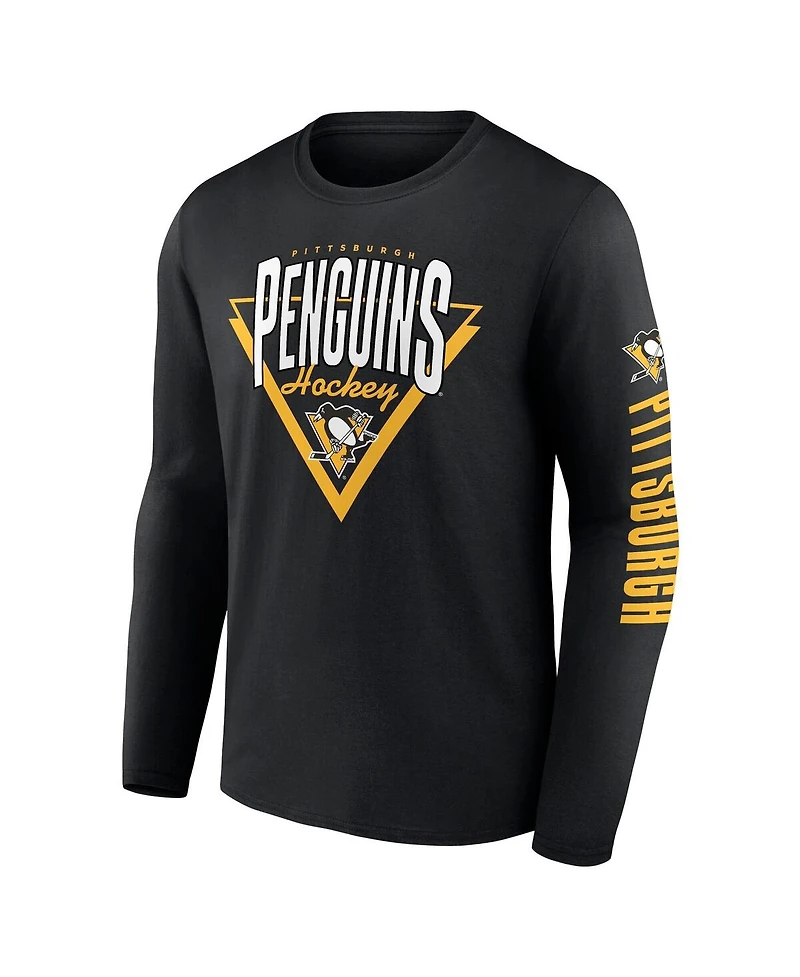 Fanatics Men's Black Pittsburgh Penguins Headline Long Sleeve T-Shirt