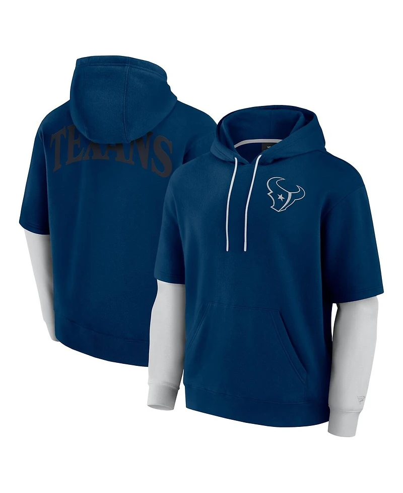 Fanatics Men's and Women's Navy Houston Texans Sleek Elements Pullover Hoodie