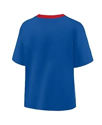 Fanatics Women's Royal/Graphite Chicago Cubs Oversized Race to Win V-Neck T-Shirt