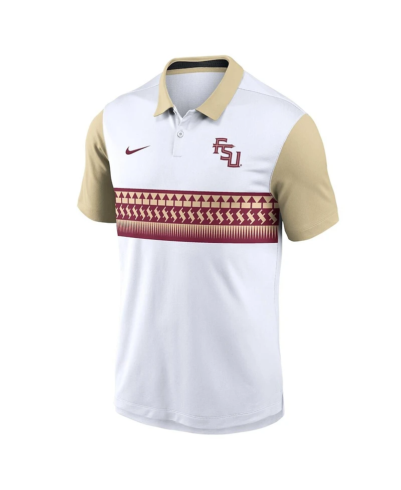 Nike Men's White/Gold Florida State Seminoles Athletic Prep Alt Logo Vapor Performance Polo Shirt