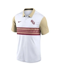 Nike Men's White/Gold Florida State Seminoles Athletic Prep Alt Logo Vapor Performance Polo Shirt
