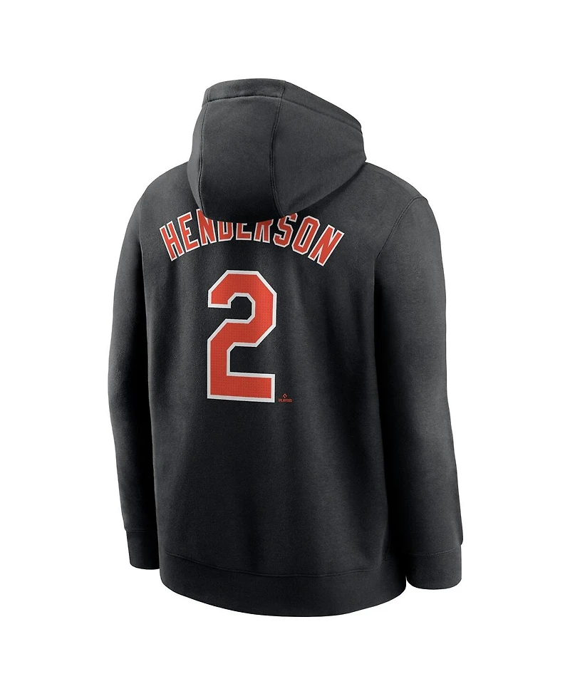 Nike Men's Gunnar Henderson Black Baltimore Orioles Player Name Number Club Fleece Pullover Hoodie