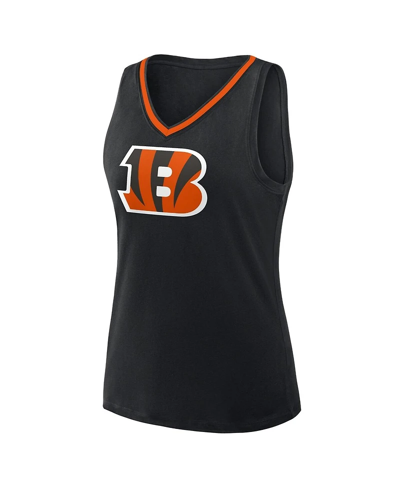 Logo Athletic Women's Black Cincinnati Bengals Stellar Win V-Neck Tank Top