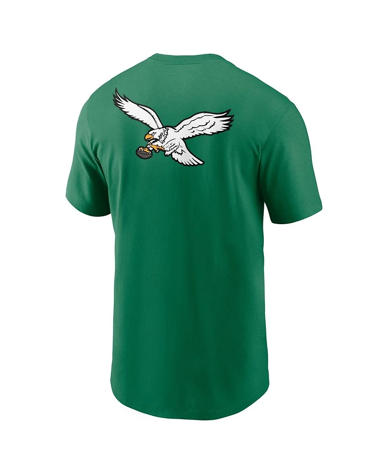 Nike Men's Kelly Green Philadelphia Eagles Rewind Front and Back Hit Essential T-Shirt
