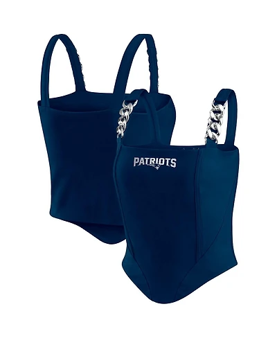 Wear by Erin Andrews Women's Navy New England Patriots Chain Link Corset Top