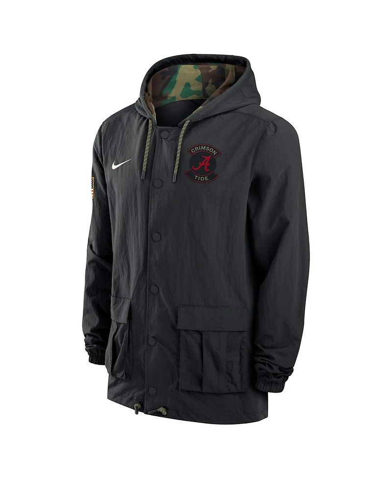 Nike Men's Black Alabama Crimson Tide Full-Snap Hoodie Military Jacket