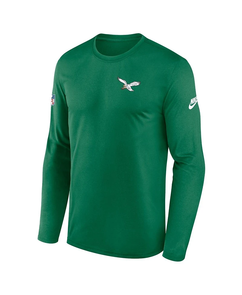 Nike Men's Kelly Green Philadelphia Eagles Legend Small Logo Performance Long Sleeve T-Shirt