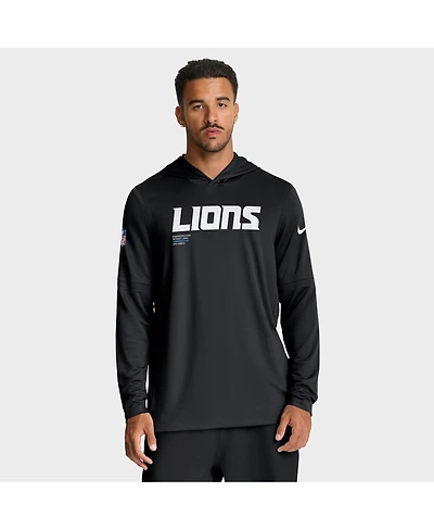 Nike Men's Detroit Lions Sideline Pure Fury Performance Long Sleeve Hoodie T-Shirt