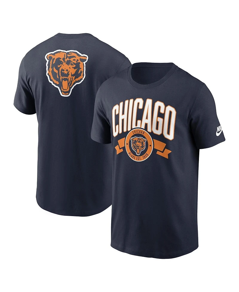 Nike Men's Navy Chicago Bears Rewind Front and Back Hit Essential T-Shirt