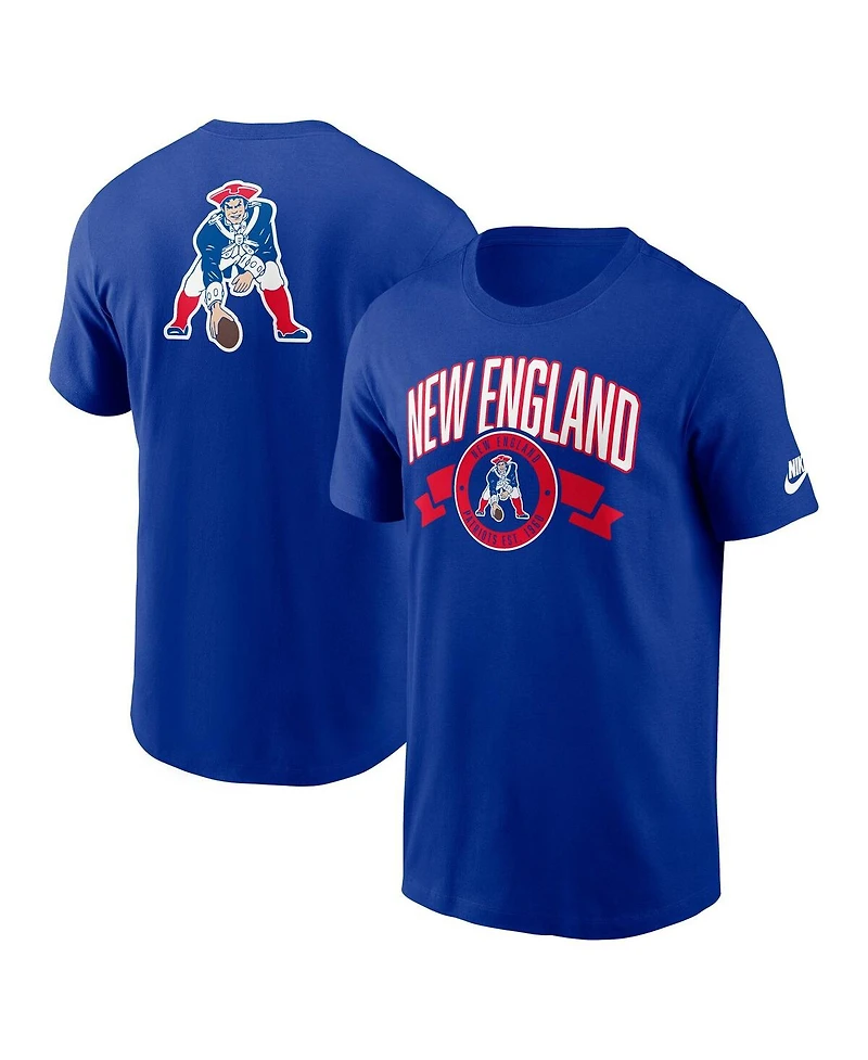 Nike Men's Royal New England Patriots Rewind Front and Back Hit Essential T-Shirt