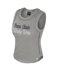 Colosseum Women's Heather Gray Penn State Nittany Lions Beach You Ribbed Tri-Blend Tank Top