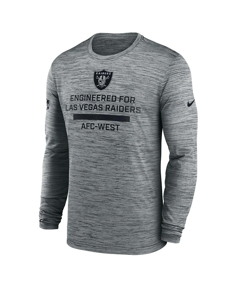 Nike Men's Gray Las Vegas Raiders Sideline Velocity Performance Long Sleeve T-Shirt