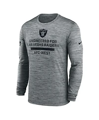 Nike Men's Gray Las Vegas Raiders Sideline Velocity Performance Long Sleeve T-Shirt