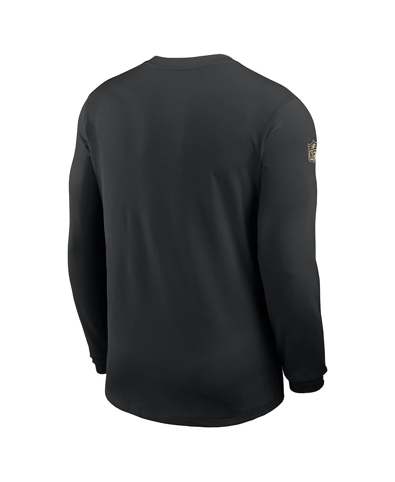 Nike Men's Black New Orleans Saints Sideline Coach Uv Performance Long Sleeve T-Shirt