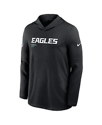 Nike Men's Black Philadelphia Eagles Sideline Pure Fury Performance Long Sleeve Hoodie T-Shirt