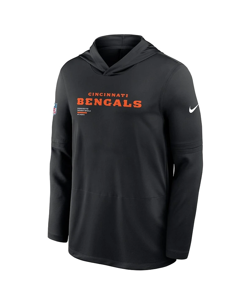 Nike Men's Black Cincinnati Bengals Sideline Pure Fury Performance Long Sleeve Hoodie T-Shirt