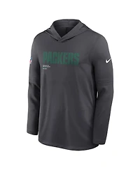 Nike Men's Anthracite Green Bay Packers Sideline Pure Fury Performance Long Sleeve Hoodie T-Shirt