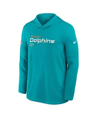 Nike Men's Aqua Miami Dolphins Sideline Pure Fury Performance Long Sleeve Hoodie T-Shirt