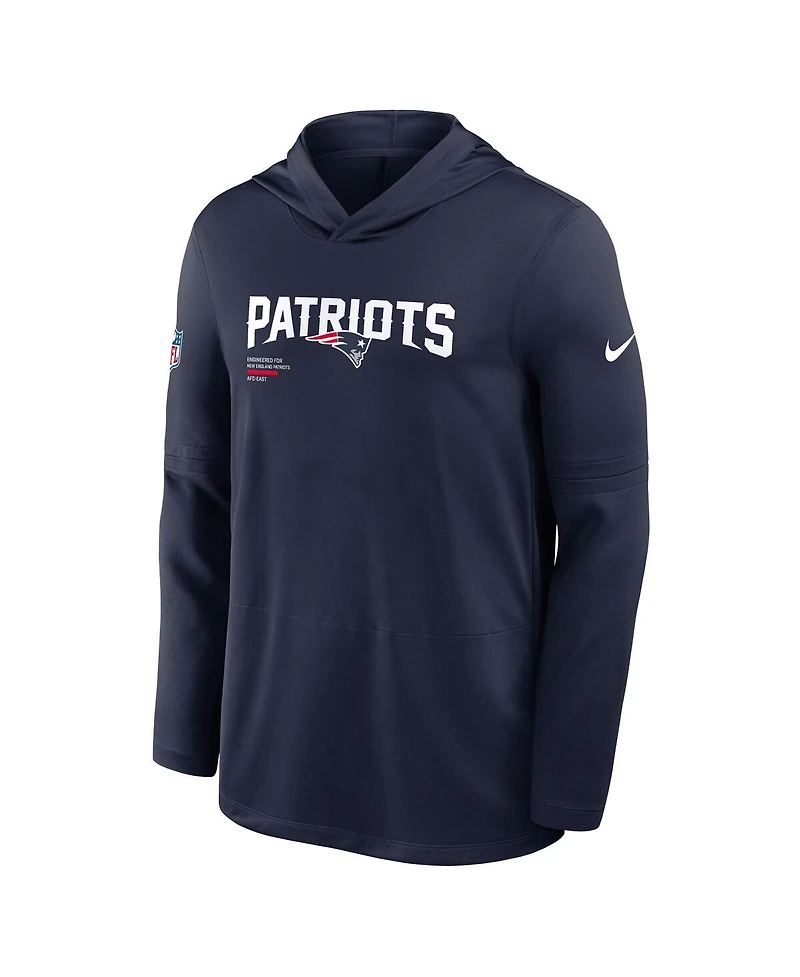 Nike Men's Navy New England Patriots Sideline Pure Fury Performance Long Sleeve Hoodie T-Shirt