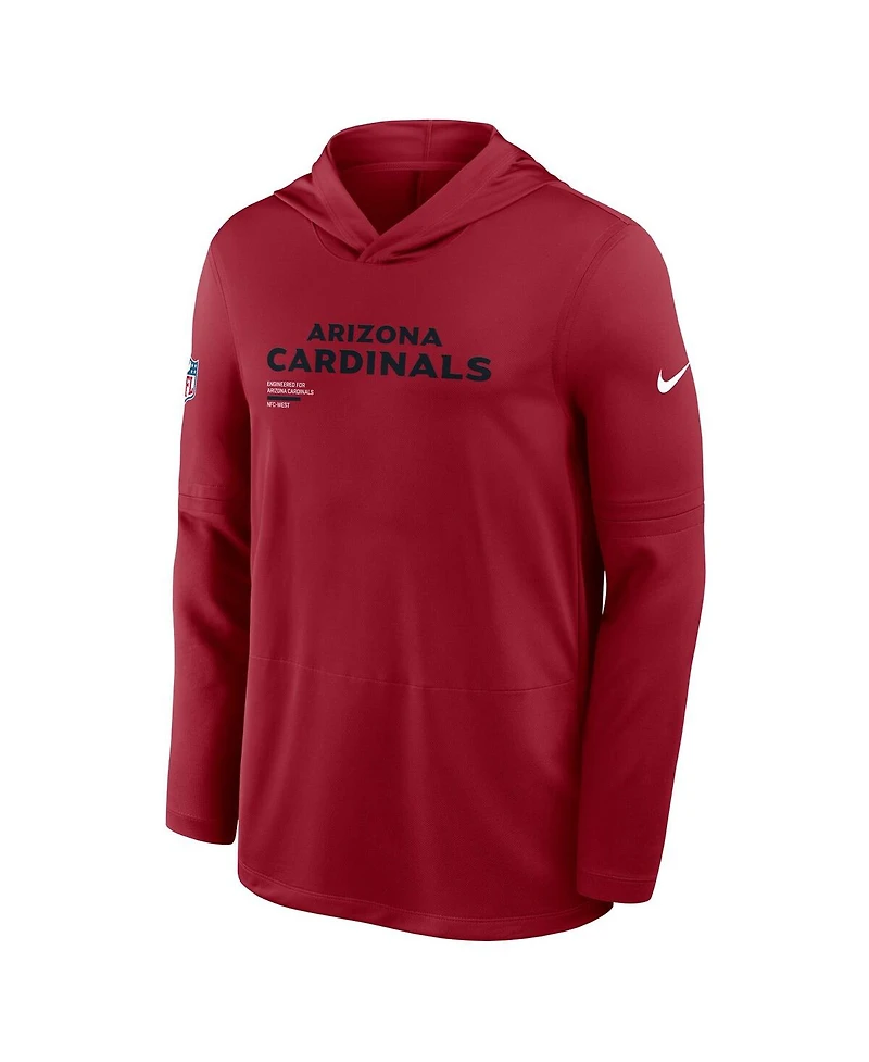 Nike Men's Cardinal Arizona Cardinals Sideline Pure Fury Performance Long Sleeve Hoodie T-Shirt