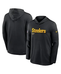 Nike Men's Black Pittsburgh Steelers Big Tall Sideline Performance Long Sleeve Hoodie T-Shirt