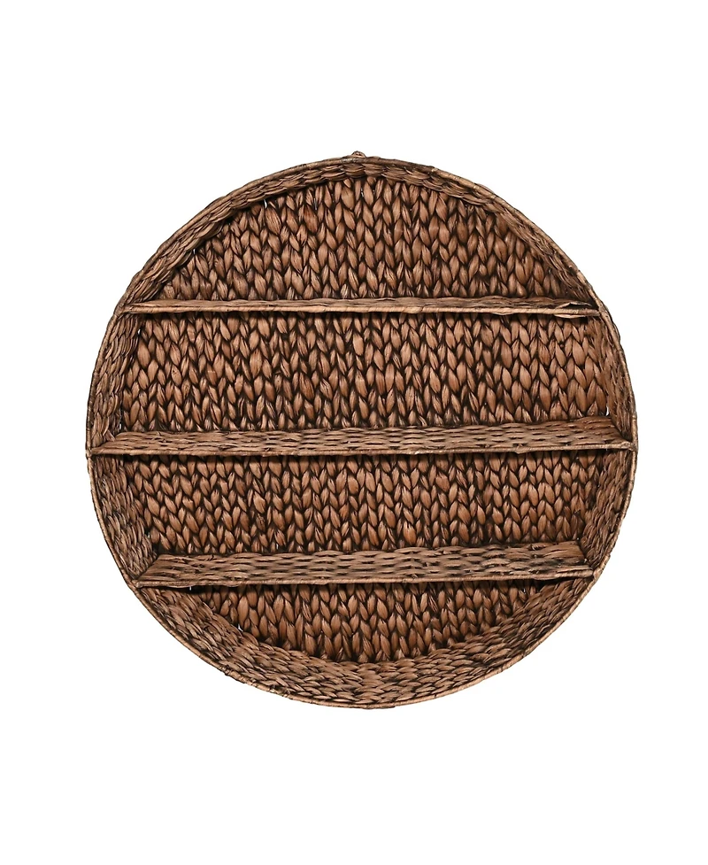 Annulus 24.61" 3-Shelf Circular Hand-Woven Hyacinth Wall Rack